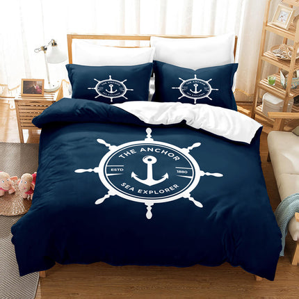 Marine Anchor Bedding Set Quilt Cover Room Decoration