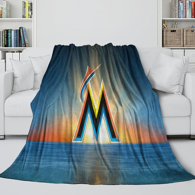 Miami Marlins Blanket Flannel Throw Room Decoration