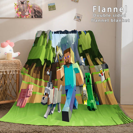 Minecraft Flannel Fleece Throw Cosplay Blanket