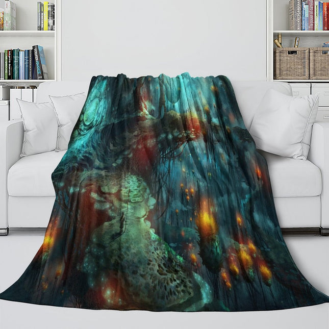 Mushroom House Blanket Flannel Throw Room Decoration
