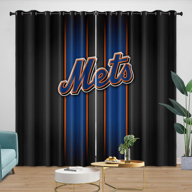 New York Mets Curtains Blackout Window Drapes Room Decoration