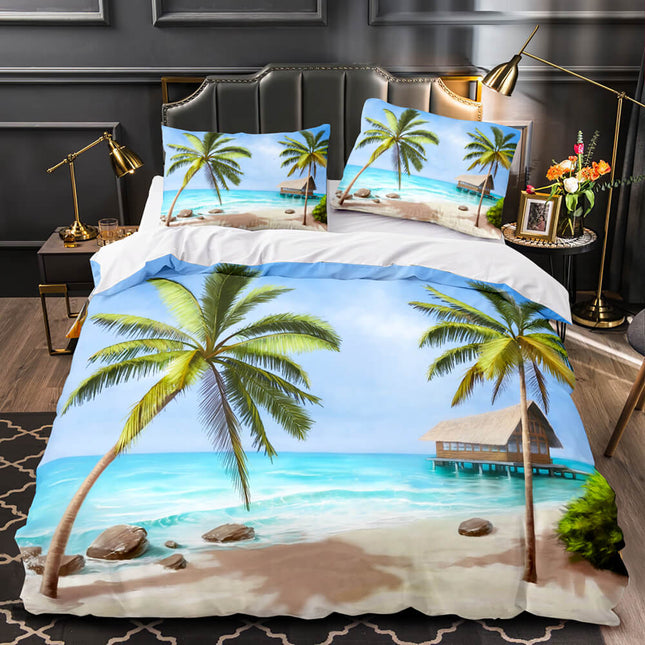 Ocean Beach Coconut tree Sea Bedding Sets Quilt Cover Without Filler