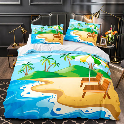 Ocean Beach Coconut tree Sea Bedding Sets Quilt Cover Without Filler