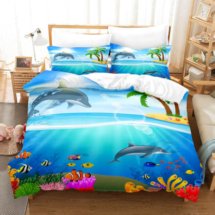 Ocean Dolphin Bedding Set Quilt Cover Without Filler