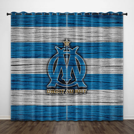 Olympique de Marseille Curtains Pattern Blackout Window Drapes