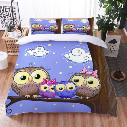 Owl Pattern Bedding Set Quilt Cover Without Filler