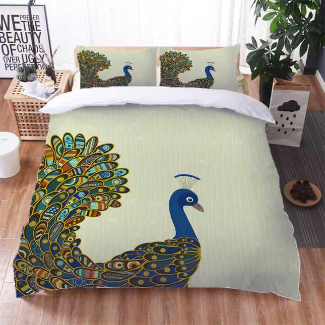Peacock Pattern Bedding Set Quilt Cover Without Filler
