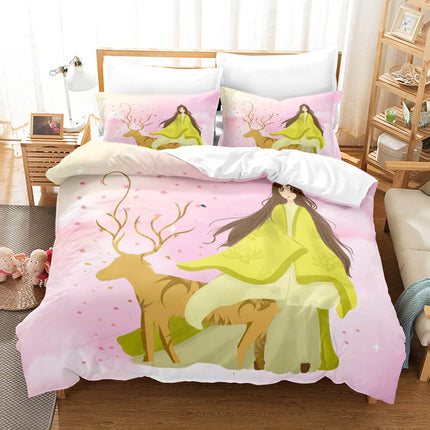 Pere David's deer Bedding Set Elk Quilt Cover Without Filler