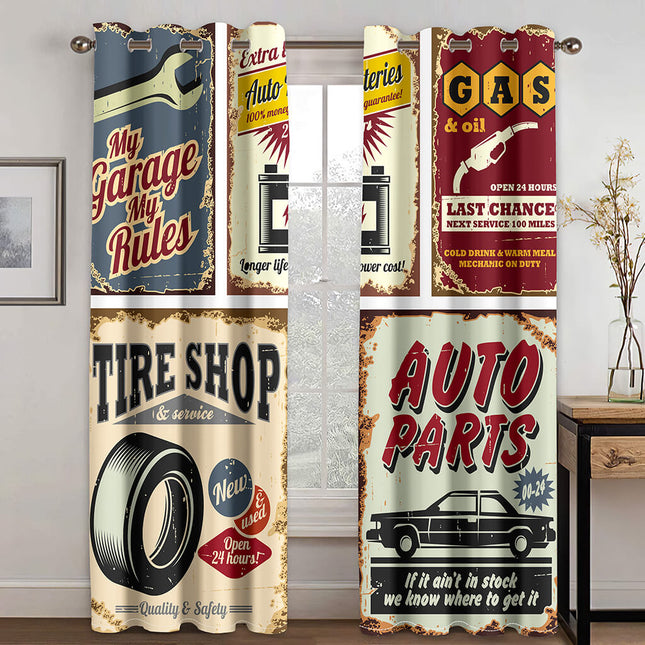 Retro iron Decorative Painting Curtains Blackout Window Treatments Drapes