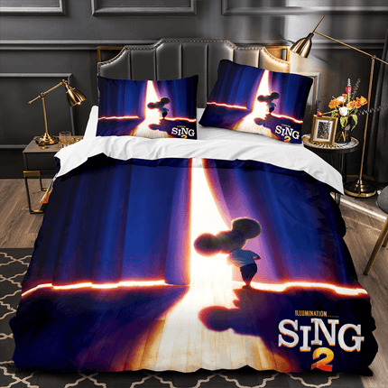 Sing 2 Bedding Set Quilt Duvet Cover Pillowcase Bedding Sets for Kids