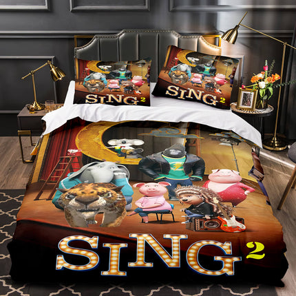 Sing 2 Bedding Set Quilt Duvet Cover Pillowcase Bedding Sets for Kids