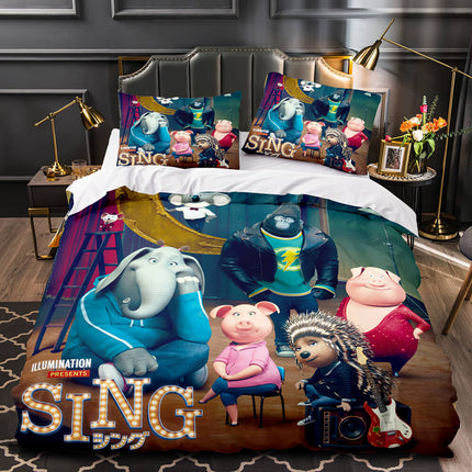 Sing 2 Bedding Set Quilt Duvet Cover Pillowcase Bedding Sets for Kids