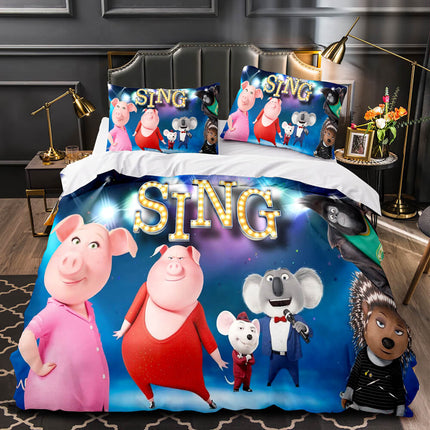 Sing 2 Bedding Set Quilt Duvet Cover Pillowcase Bedding Sets for Kids