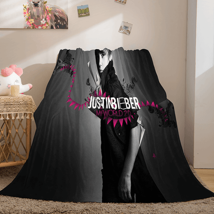 Singer Justin Bieber Flannel Fleece Throw Blanket
