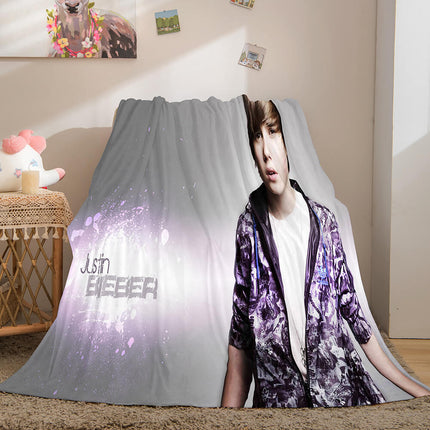 Singer Justin Bieber Flannel Fleece Throw Blanket
