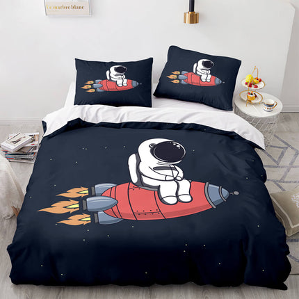 Space Astronaut Bedding Set Kids Quilt Cover Room Decoration