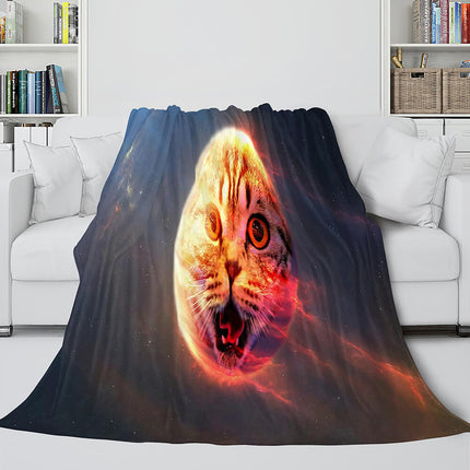 Space Cat Astronaut Cat In Space Flannel Fleece Blanket Wrap Blanket