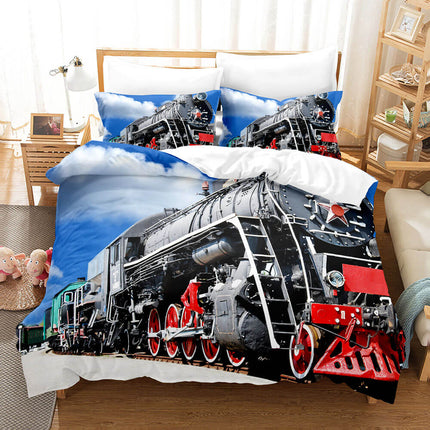 Steam Engine Puff Train Bedding Set Rail Vehicles Quilt Cover Without Filler