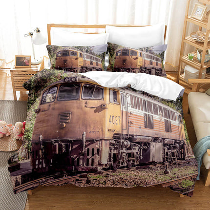 Steam Engine Puff Train Bedding Set Rail Vehicles Quilt Cover Without Filler