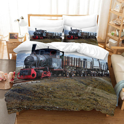 Steam Engine Puff Train Bedding Set Rail Vehicles Quilt Cover Without Filler