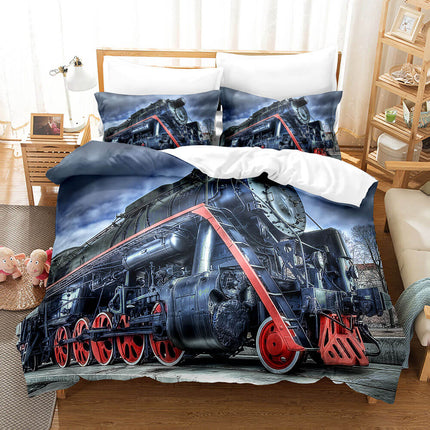 Steam Engine Train Bedding Set Rail Vehicles Quilt Covers Without Filler