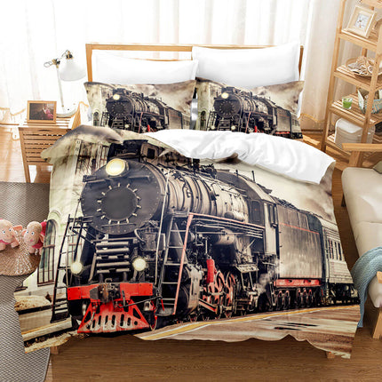 Steam Engine Train Bedding Set Rail Vehicles Quilt Covers Without Filler