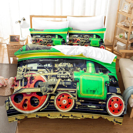 Steam Engine Train Bedding Set Rail Vehicles Quilt Covers Without Filler