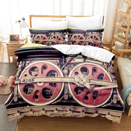 Steam Engine Train Bedding Set Rail Vehicles Quilt Covers Without Filler