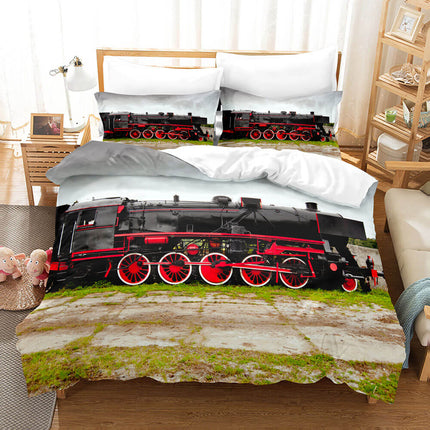 Steam Engine Train Vintage Locomotive Bedding Set Quilt Cover Without Filler