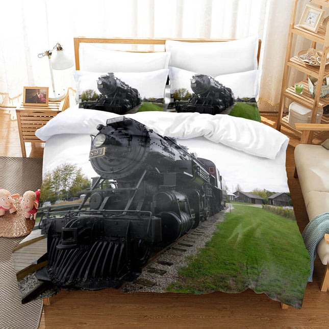 Steam Engine Vintage Locomotive Bedding Set Quilt Covers Without Filler
