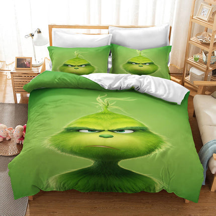 The Santa Grinch Christmas Cosplay Bedding Set Quilt Cover Without Filler