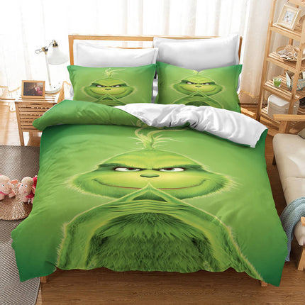 The Santa Grinch Christmas Cosplay Bedding Set Quilt Cover Without Filler
