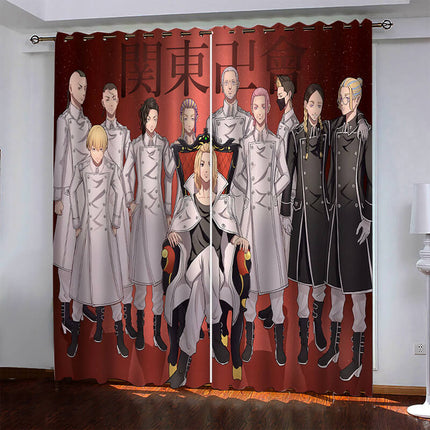 Tokyo Revengers Pattern Curtains Blackout Window Drapes