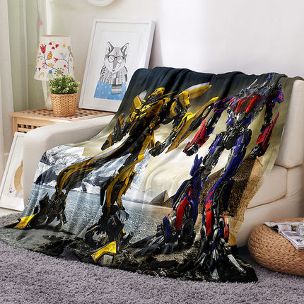Transformers Pattern Blanket Flannel Throw Room Decoration