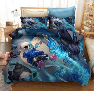 Undertale Sans Cosplay 3 Piece Bedding Set Quilt Cover