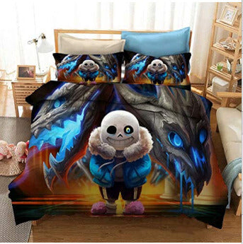 Undertale Sans Cosplay 3 Piece Bedding Set Quilt Cover