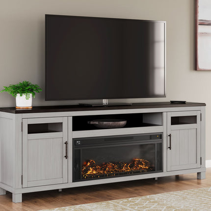 Darborn - 88" TV Stand With Electric Infrared Fireplace Insert - Gray / Brown