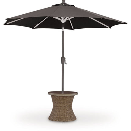 Laguna Heights - Round End Table With Umbrella Option - Beige