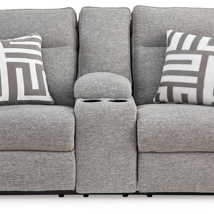 Biscoe - Power Reclining Loveseat With Console /Adj Headrest - Pewter