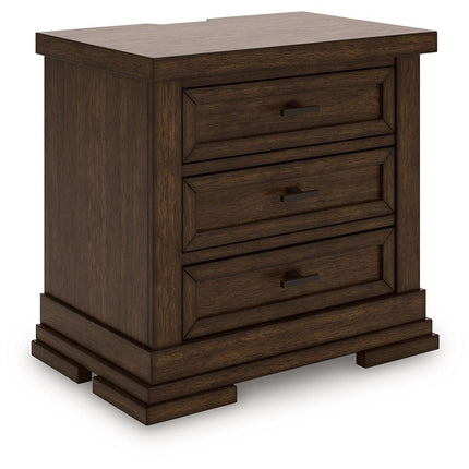 Taffenbrook - Three Drawer Night Stand - Medium Brown