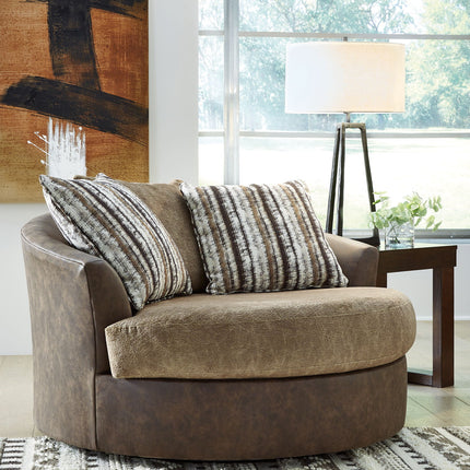 Alesbury - Oversized Swivel Accent Chair - Chocolate