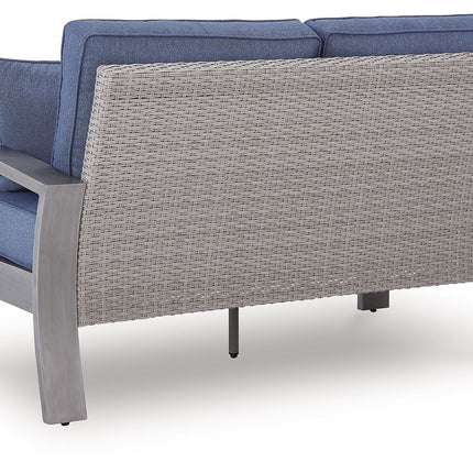 Half Moon Beach - Loveseat With Cushion - Blue / Gray