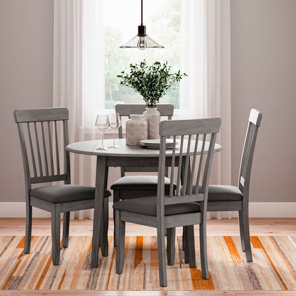 Shullden - 5 Pc. - Drop Leaf Table, 4 Side Chairs - Gray