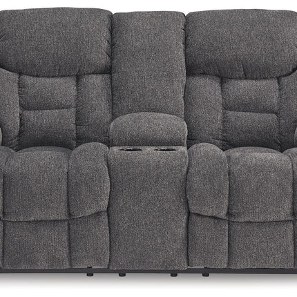 Foreside - Dbl Reclining Loveseat with Console - Charcoal