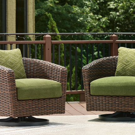 Horizon Hall - Swivel Lounge With Cushion - Brown / Green