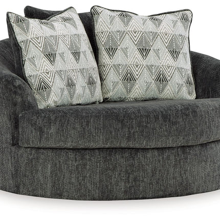 Biddeford - Oversized Swivel Accent Chair - Shadow