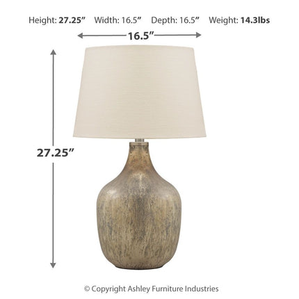 Mari - Glass Table Lamp  - Gray / Gold Finish