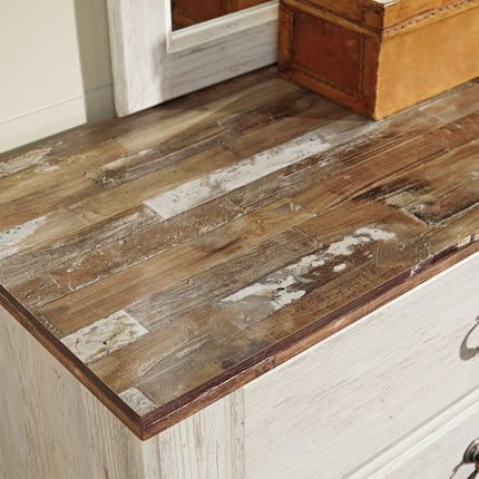 Willowton - Two Drawer Night Stand - Brown / Beige / White