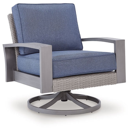Half Moon Beach - Swivel Lounge With Cushion - Blue / Gray
