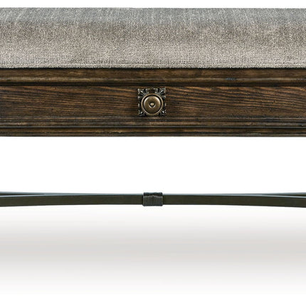 Maylee - Upholstered Storage Bench - Dark Brown